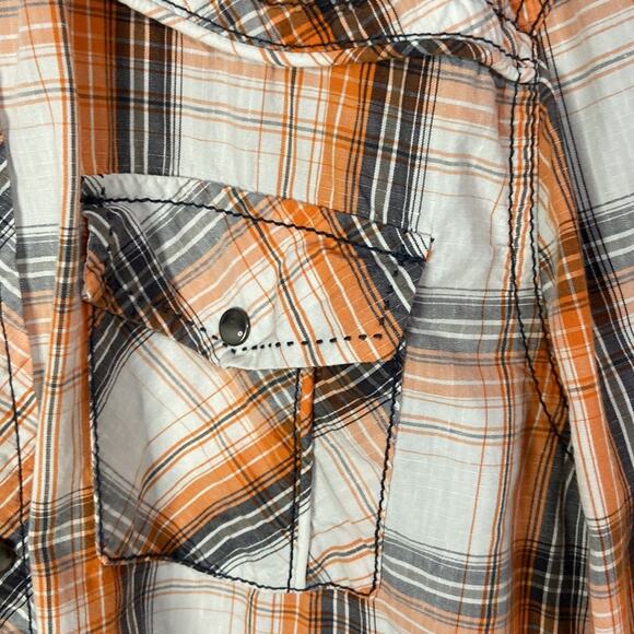 BKE Men Salmon/Gray Plaid Pattern Long Sleeve Button Down Shirt Size Medium - Picture 6 of 10